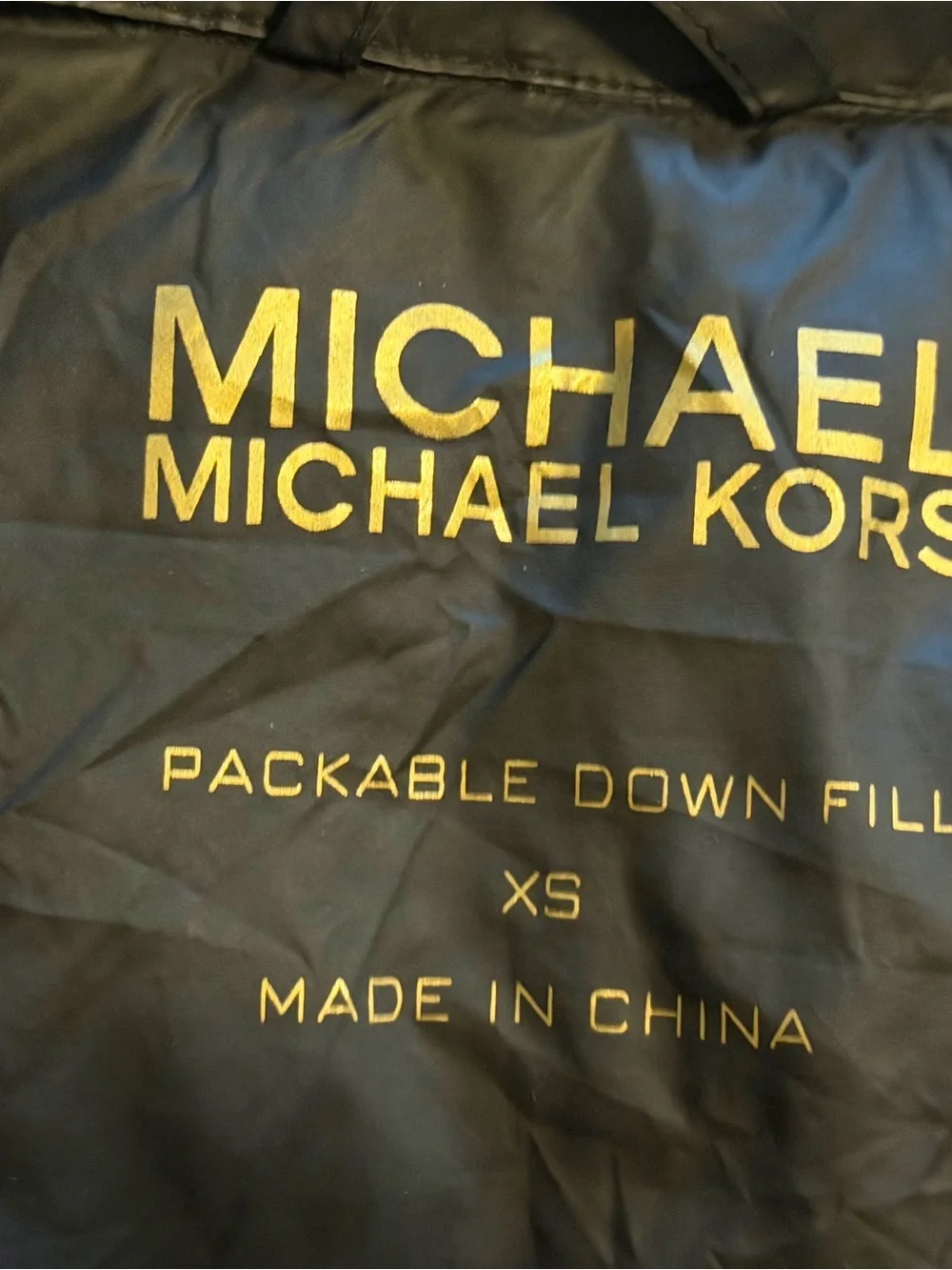 Michael Kors Black Quilted Puffer Jacket with Gold Zipper Accents